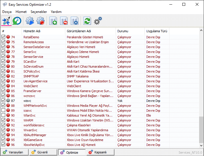 Windows 10 Hızlandırma - Easy Service Optimizer 