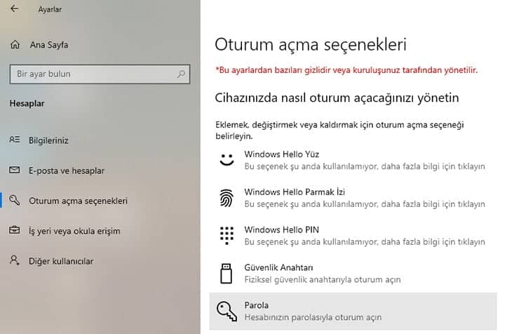 Windows 10 Şifre Koyma