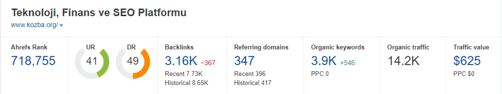 KOZBA ORG Ahrefs Verileri