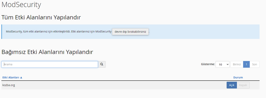 Mod Security Shutdown