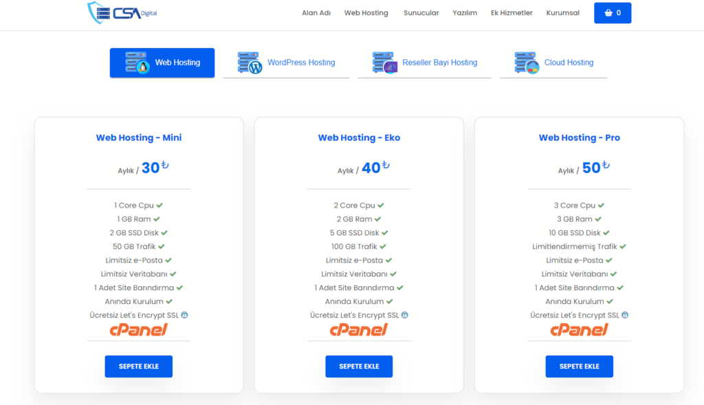 Web Hosting Fiyatları 2023