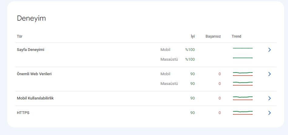 Search Console - Önemli Web Verileri